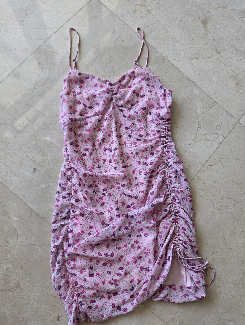 Grace Pink Floral Ruched Dress
